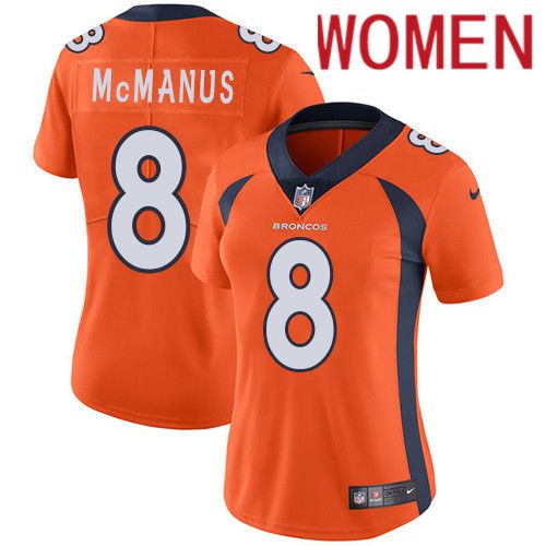 Women Denver Broncos 8 Brandon McManus Orange Nike Vapor Limited NFL Jersey